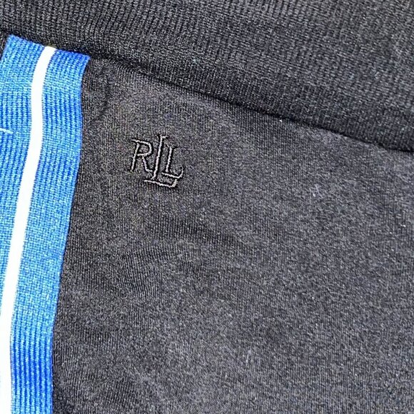 Lauren Ralph Lauren Women's Black Sweatpants with Blue Stripe Down Leg Size XL - Picture 2 of 5